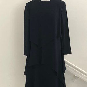 FIANDACA Vintage Navy Blue 3/4 Sheer Sleeve Layere